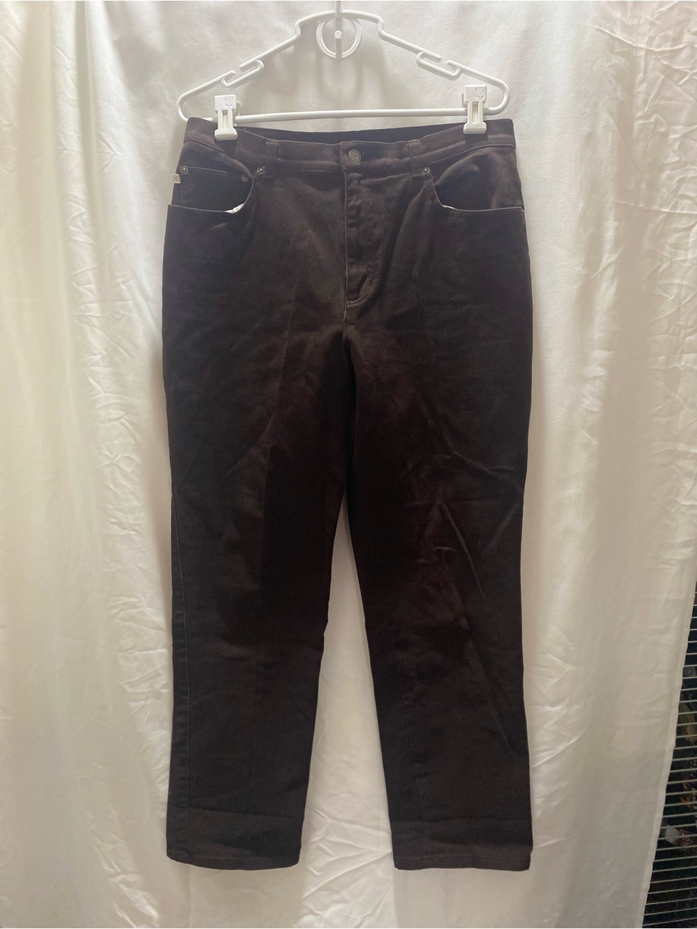 Lauren Ralph Lauren Women's Straight Leg Jeans Brown Dark Wash Stretch Size 14